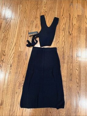 Black Knit maxi Skirt set -